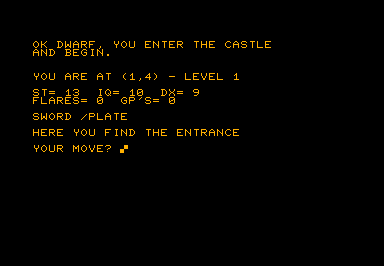 Wizard's.Castle, The game screenshot for Commodore PET